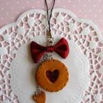 Kawaii Cute Gingerbread Cookie Cherry Jam Bowknot..