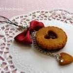 Kawaii Cute Gingerbread Cookie Cherry Jam Bowknot..