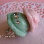 Kawaii Pink And Mint Ice Cream Ring With..