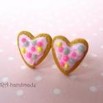 Kawaii Heart Shape Frosted Cookie Ear Studs
