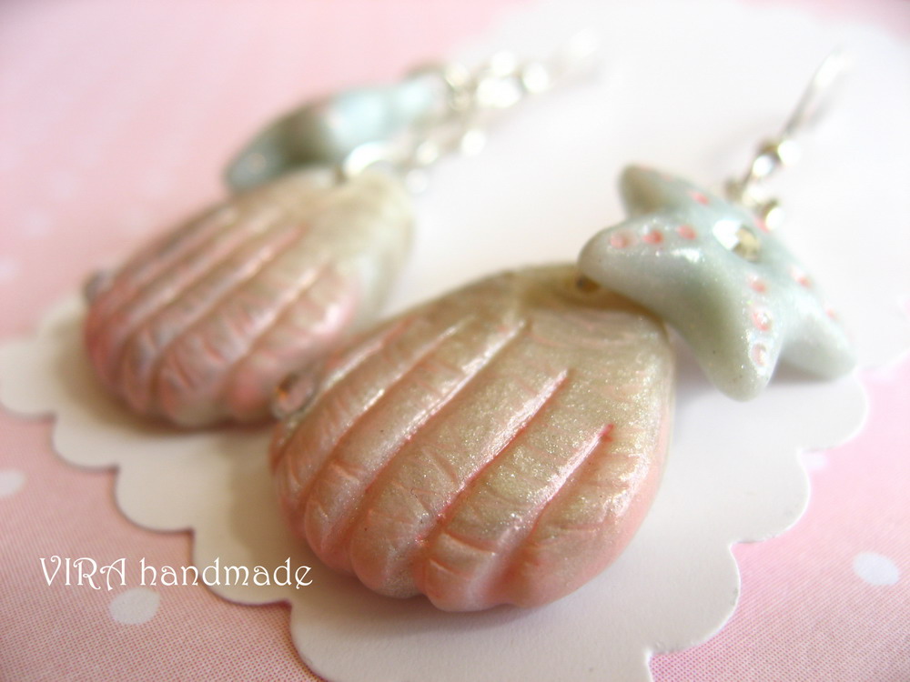 Cute Sea Shell And Sea Star Earrings