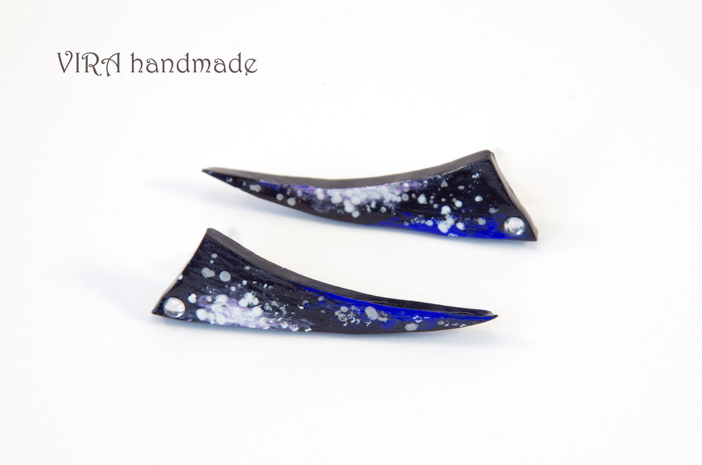 Hand Painted Galaxy Ear Studs