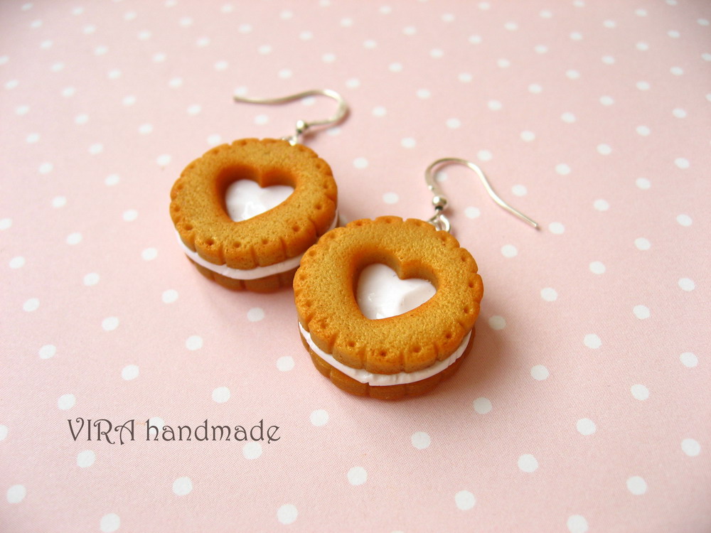 Realistic Cookie Earrings With Vanilla Filling